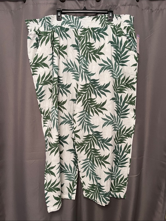 Joyspun Pants - Women's Wide-Leg Leaf Print Pants in Green